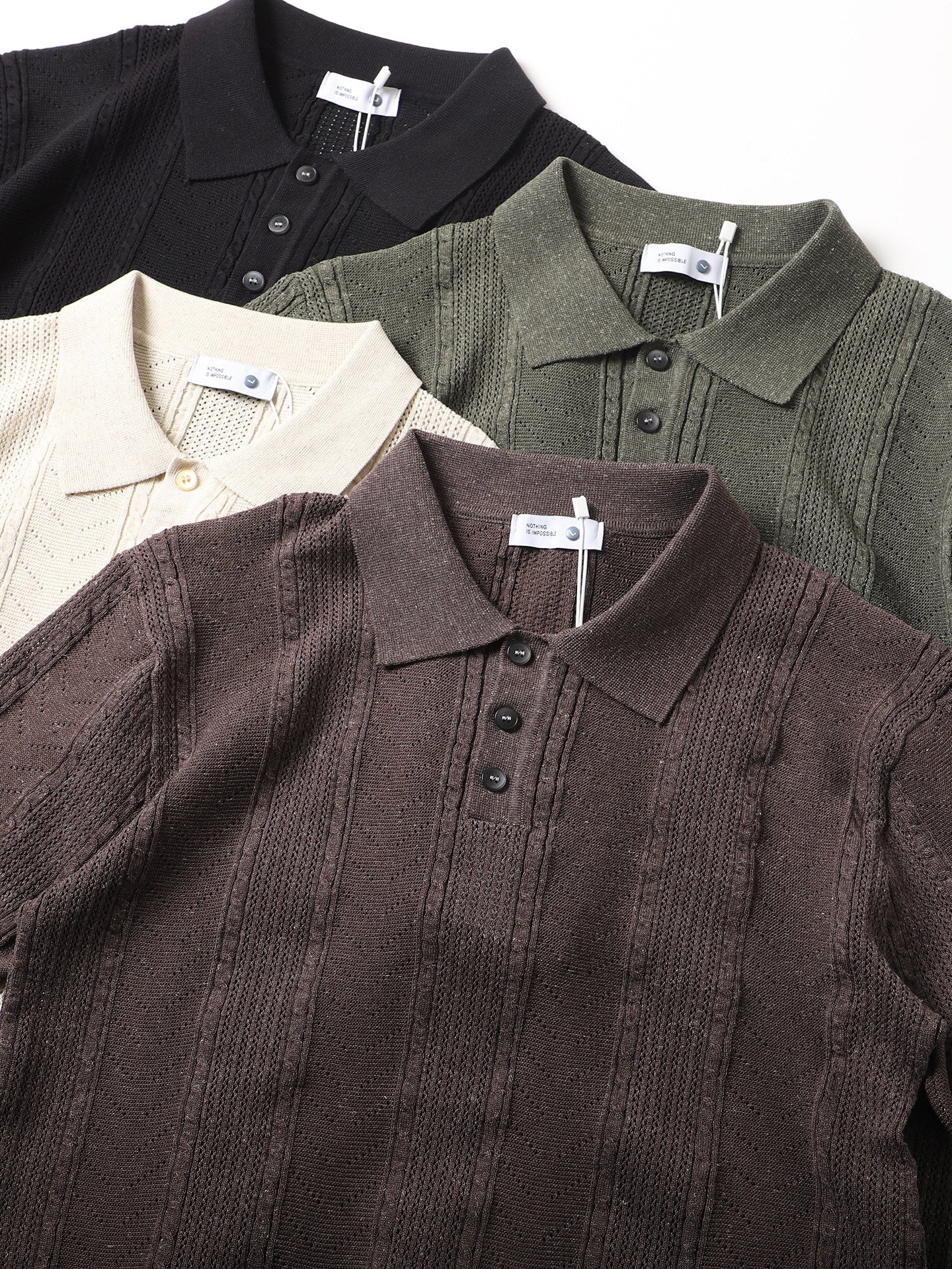 Lyocell Linen Knit Polo Shirt